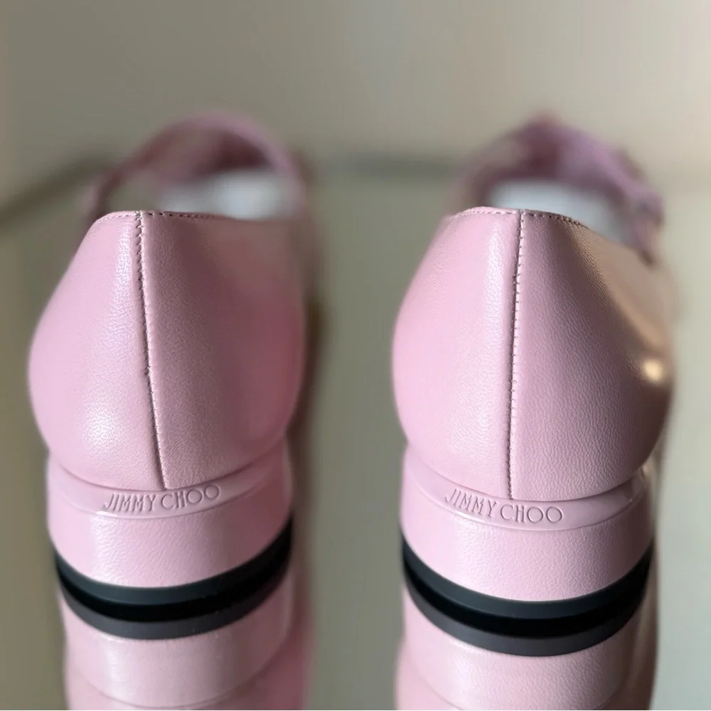 New JIMMY CHOO Rosa Flowers Leather Ballerina Pumps In Rose $925